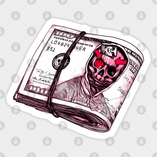 Skull Dollar Sticker by fakeface